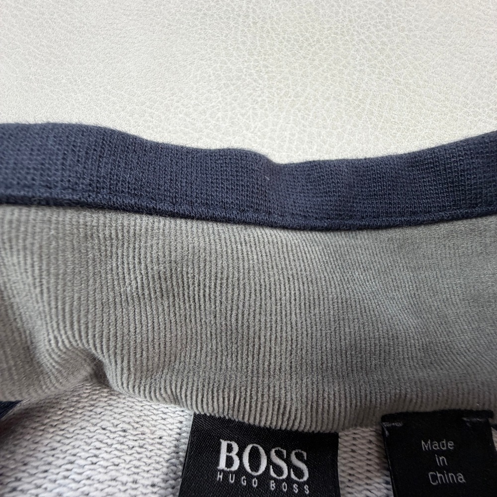 Hugo Boss Piceno 33 Mens XXL Blue Gray Quarter Zip Pullover Elbow Patches - Picture 11 of 15